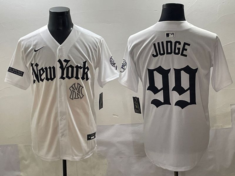 Men 2025 New York Yankees #99 Judge White Five generations Joint Name Nike MLB Jersey style 22->new york yankees->MLB Jersey